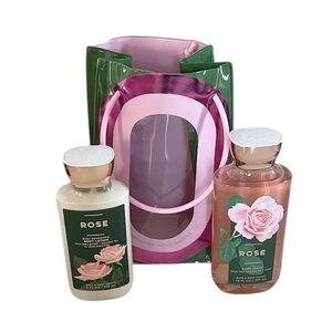 Bath & Body Works Rose Body Wash & Lotion Full Size Set with Tote Bag